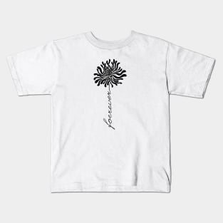 Lotus Forewer Black Flower with letter Kids T-Shirt